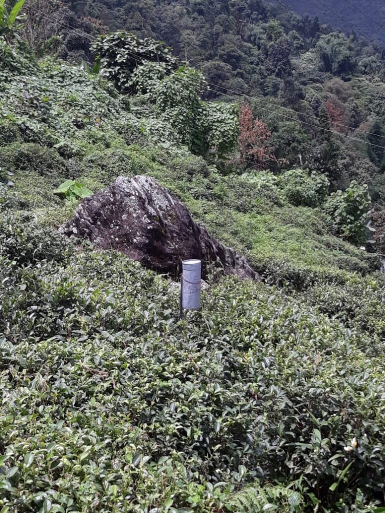 A rain gauge installed at Giddapahar village for people-centric landslide early warning system.
